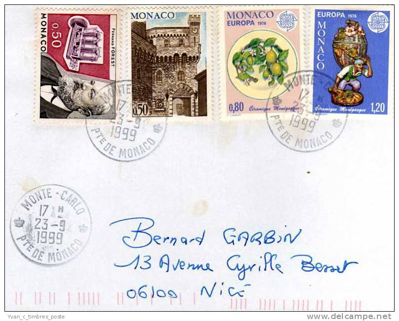 MONACO LETTRE AFFRANCHISSEMENT EUROPA / TOUR DE L HORLOGE / FERNAND FOREST - Postmarks