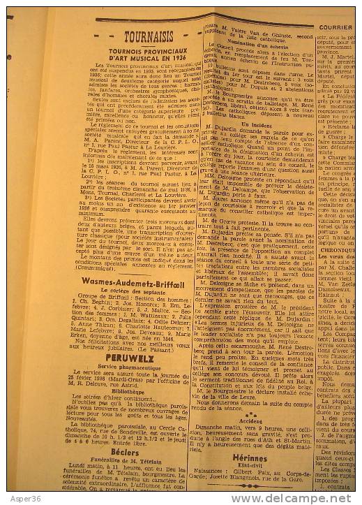 Journal "Courrier De L'Escaut" 1936 , Rue Du Curé Notre-Dame, Tournai - Collections