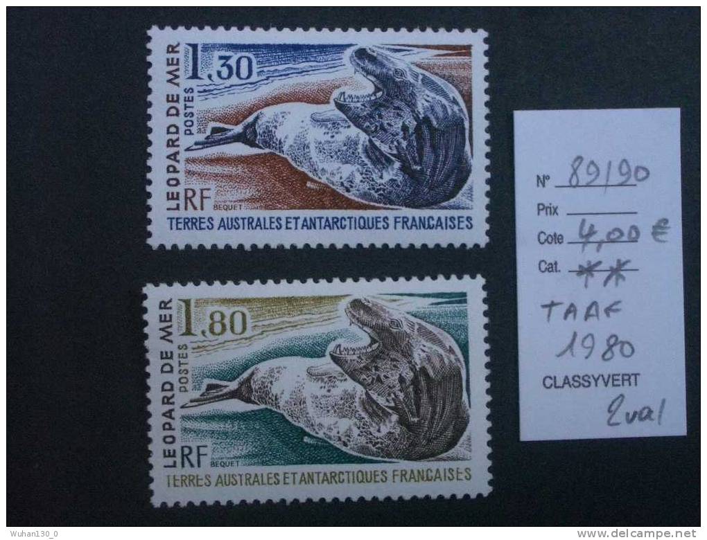 T.A.A.F  *  *  De  1980               "  Léopard Des Mers  "       2  Val - Unused Stamps