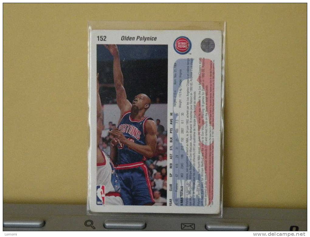 *DETROIT PISTONS - G  / F - 92 / 93 ( Carte ) Olden Polynice - N.B.A .n° 152 . 2 Scannes - Detroit Pistons