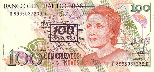 BRESIL   100 Cruzeiros/100 Cruzados Novos   Non Daté (1990)  Pick 224b    ***** BILLET  NEUF ***** - Brésil