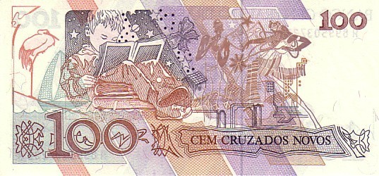 BRESIL   100 Cruzeiros/100 Cruzados Novos   Non Daté (1990)  Pick 224b    ***** BILLET  NEUF ***** - Brésil