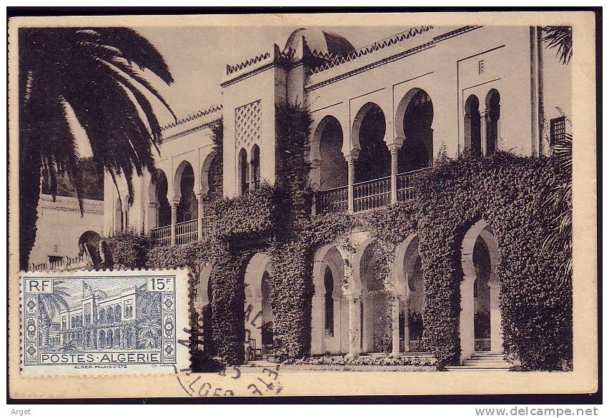 Carte-Maximum ALGERIE, N°Yvert  200 (Palais D´Eté) Obl Sp 8.6.45 - Maximumkarten