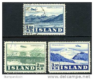 Iceland C27-29 Used Airmail Set From 1952 - Airmail