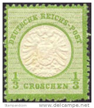 Germany #15 Mint Hinged 1/3gr Yel Grn Eagle/Lg Shield From 1872 - Unused Stamps