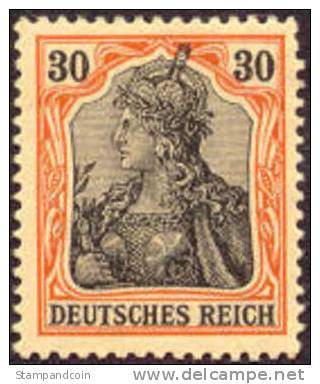 Germany #86a Mint Hinged 30pf Orange/Black On Creme From 1905 - Neufs