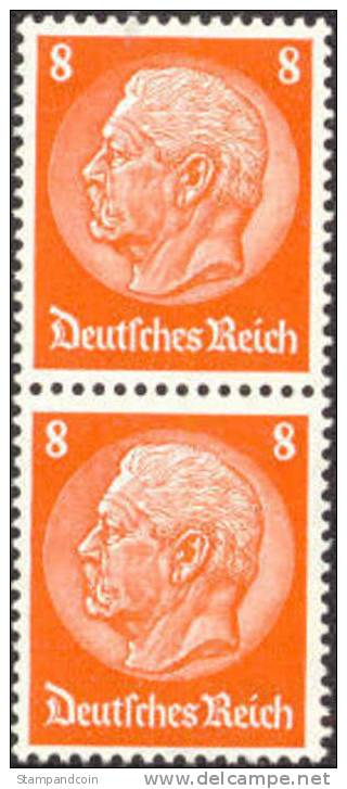 Germany #404b Mint Never Hinged Pair 8pf Hindenbirg, One With Open D - Ongebruikt