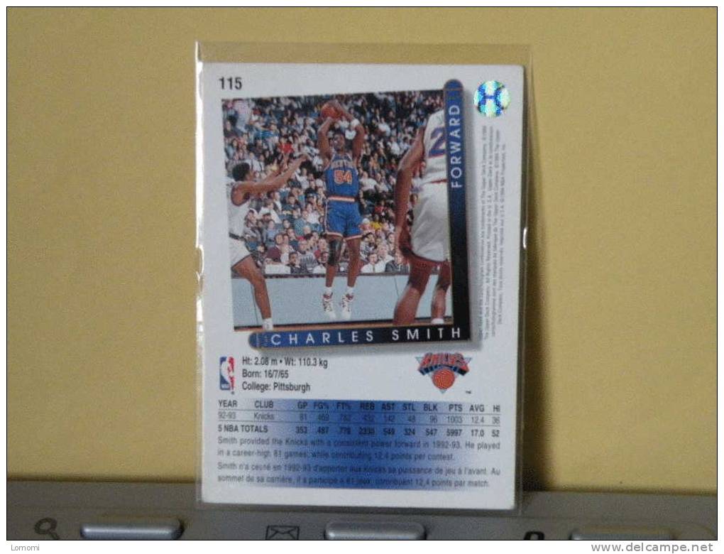 KNICKS - 92 / 93 ( Carte ) Charles SMITH - N.B.A . N° 115 . 2 Scannes - New York Knicks