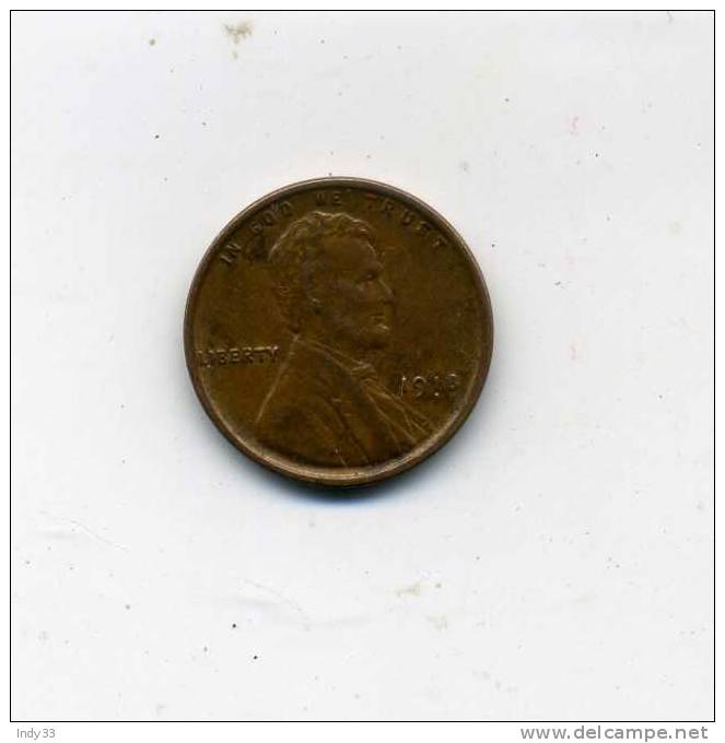 - MONNAIE USA . 1909/58 . LINCOLN WHEAT EARS REVERSE  . 1 CENT 1918 - 1909-1958: Lincoln, Wheat Ears Reverse