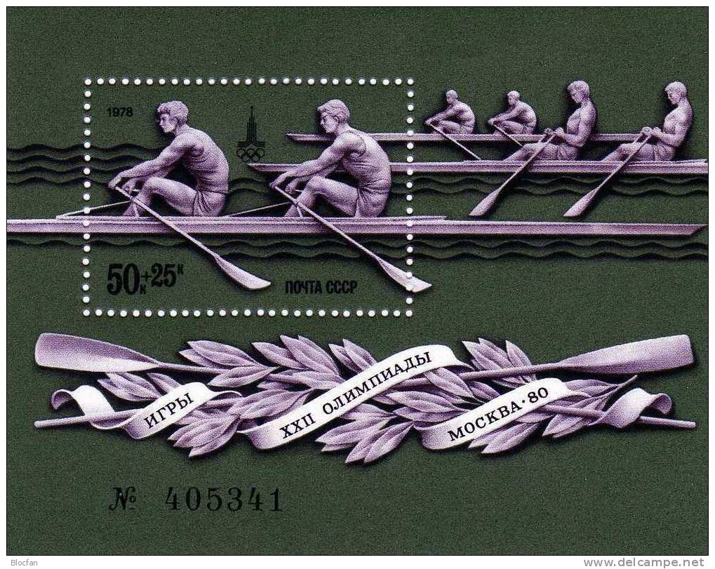 Olympiade Moskau Wassersport Rudern Sowjetunion Block 127 ** 7€ - Remo