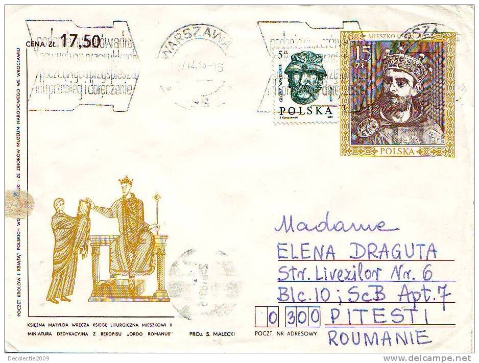 M484 Very Nice POLAND Royalty Cover With Nice Postmark Mailed To Romania 1984 - Storia Postale