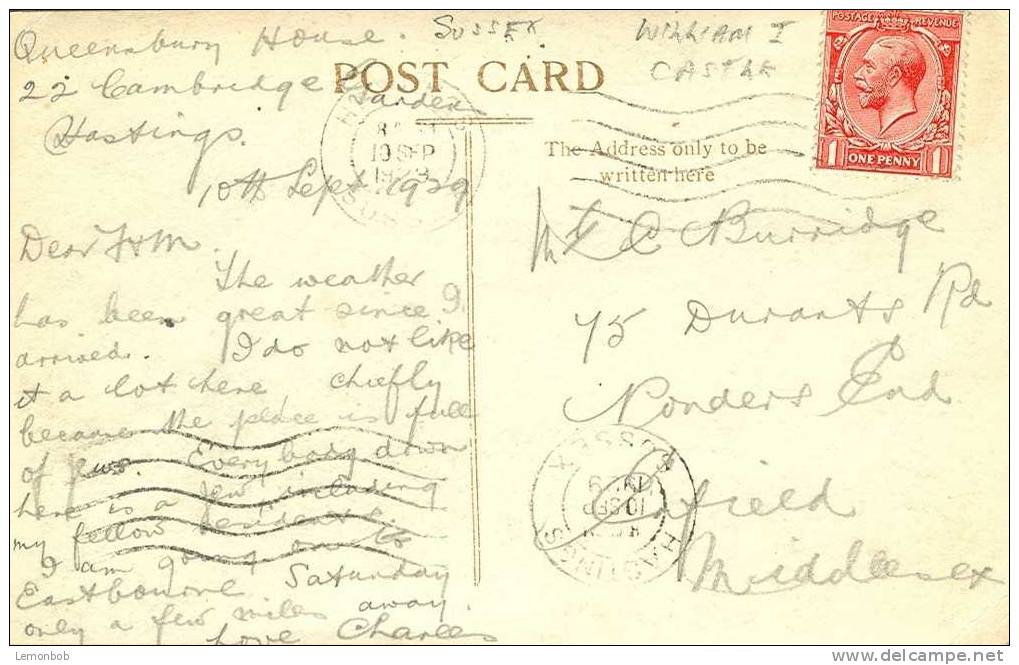 Britain United Kingdom - Hastings Castle 1920s Used Postcard [P124] - Hastings