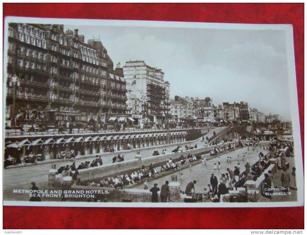 Brighton, Metropole And Grand Hotels, Sea Front Wardell's A.W.W. Real Photo PC - Brighton