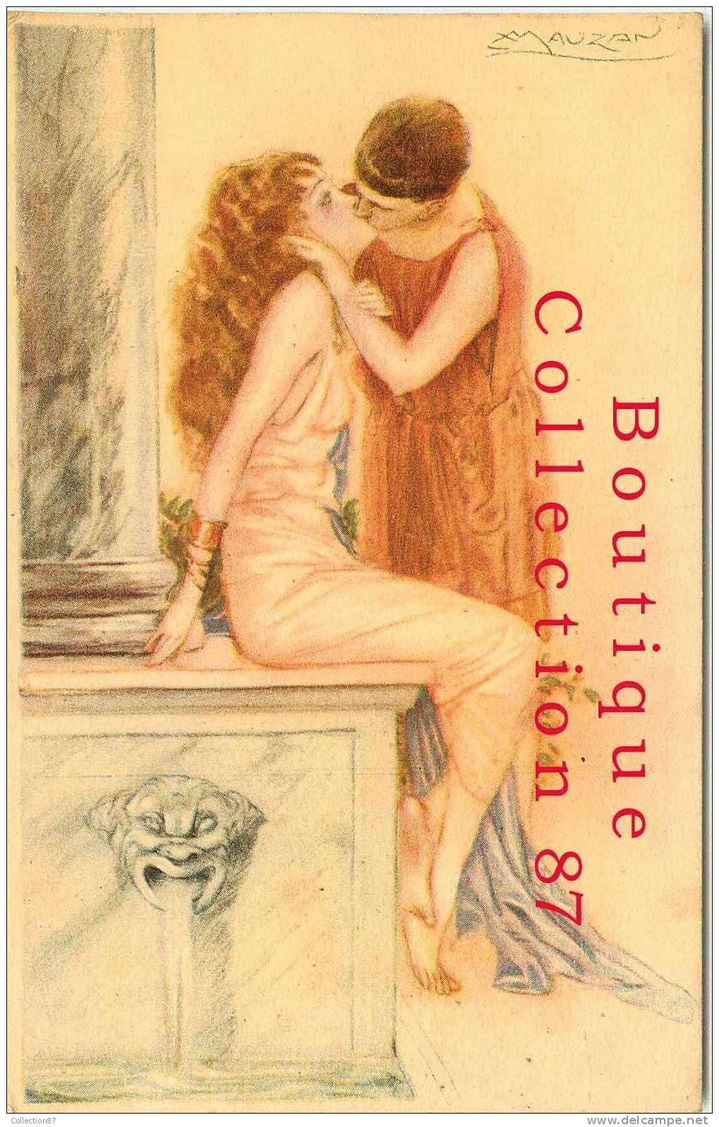 ILLUSTRATEUR MAUZAN - FEMME GLAMOUR - EROTIQUE - COUPLE Aux BAINS ROMAINS - BAISER - NUDE - NU - NUE - Mauzan, L.A.