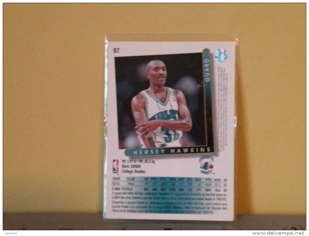 Charlotte Hornets 92/93 ( Carte ) Hersey Hawkins - N.B.A . N° 97 . 2 Scannes - Charlotte Hornets