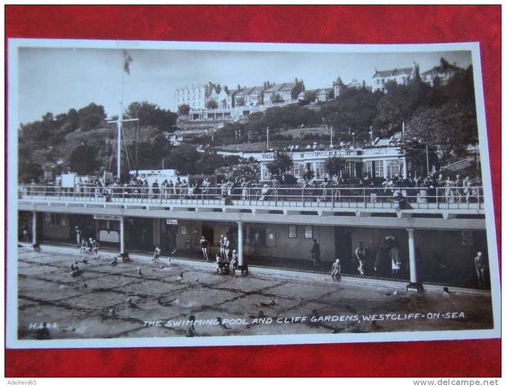 Westcliff-on-Sea The Swimming Pool And Cliff Gardens Valentine Real Photo Pc - Southend, Westcliff & Leigh