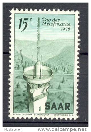 Saar 1956 Mi. 369  15 Fr Tag Der Briefmarke Day Of Stamp Jour De Timbre Fernmeldeturm MH* - Ungebraucht