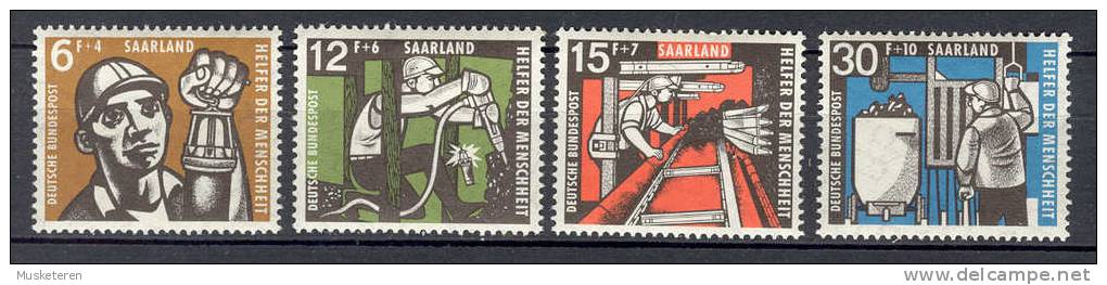 Saarland Bundespost 1957 Mi. 404-07 Wohlfahrt Kohlebergbau Complete Set MH* - Unused Stamps