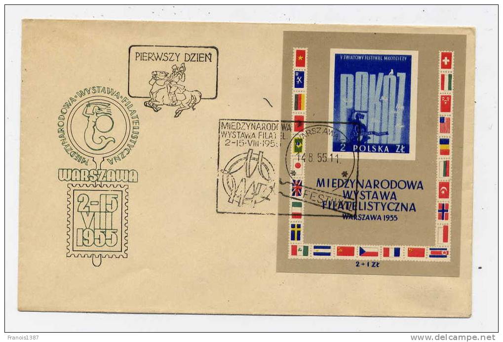 N - POLOGNE - 6ème Exposition Philatélique De POZNAN  (1955) - Bloc 2 + 1 Zk - Blokken & Velletjes