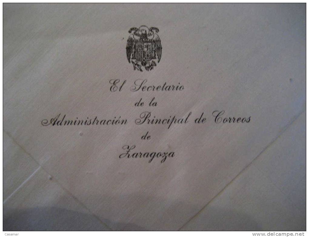 ZARAGOZA 1971 Correos Administracion Principal Secretaria FRANQUICIA Postal Escudo Coat Of Arm Sobre Cover Lettre - Postage Free