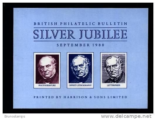 GREAT BRITAIN - 1988  BRITISH PHILATELIC BULLETIN SILVER JUBILEE  SOUVENIR SHEET  MINT NH - Cinderellas