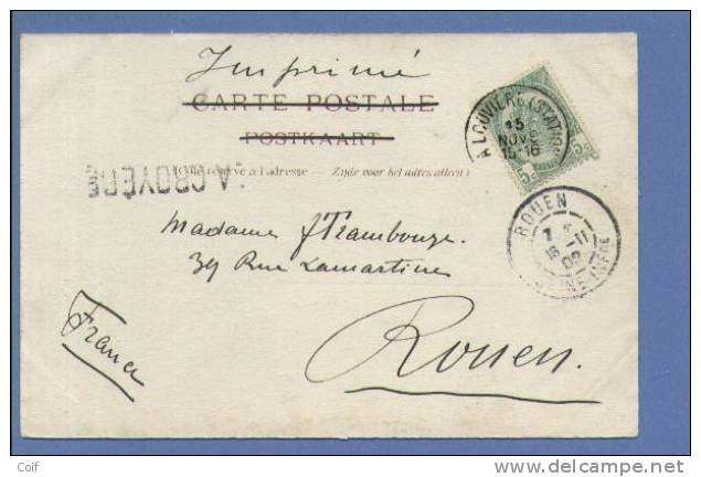 56 Op Kaart Met Cirkelstempel LA LOUVIERE Met Naamstempel (Griffe) LA CROYERE - Linear Postmarks