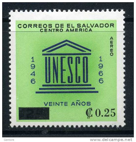 EL SALVADOR  1974 Unesco Overprinted  Yvert Cat N° Air 322 MINT NEVER HINGED - UNESCO