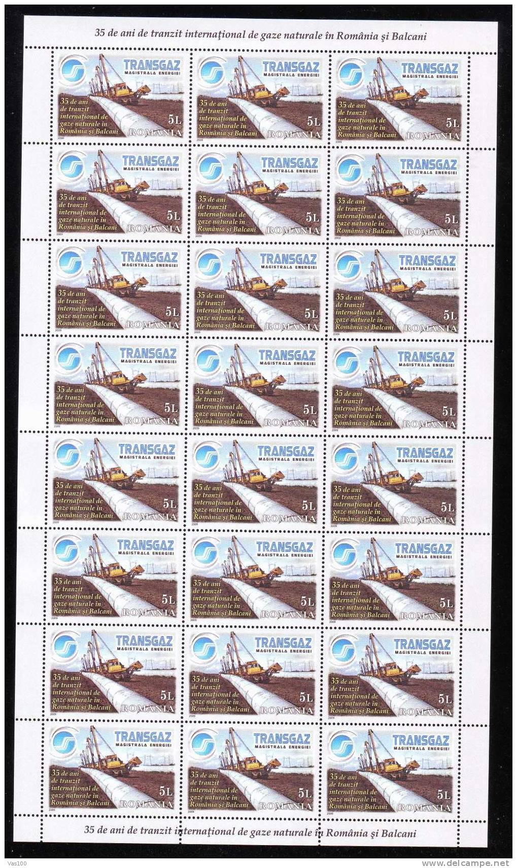 TRANSGAZ - GAZ - GAS- 2009 MINISHEET 24 STAMPS MNH Romania. - Gaz