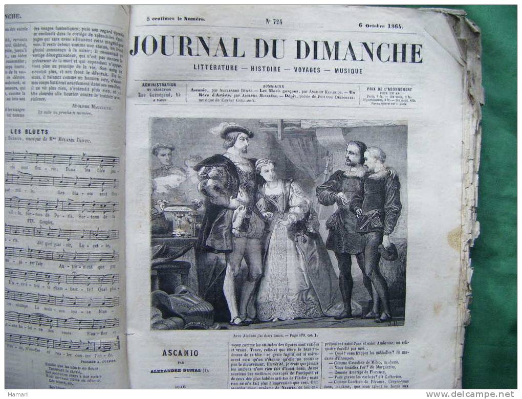 Journal Du Dimanche  Du 25septembre 1864 Au 5 Janvier 1865- Illustration Laplante-donjean-rene-jd - 1850 - 1899
