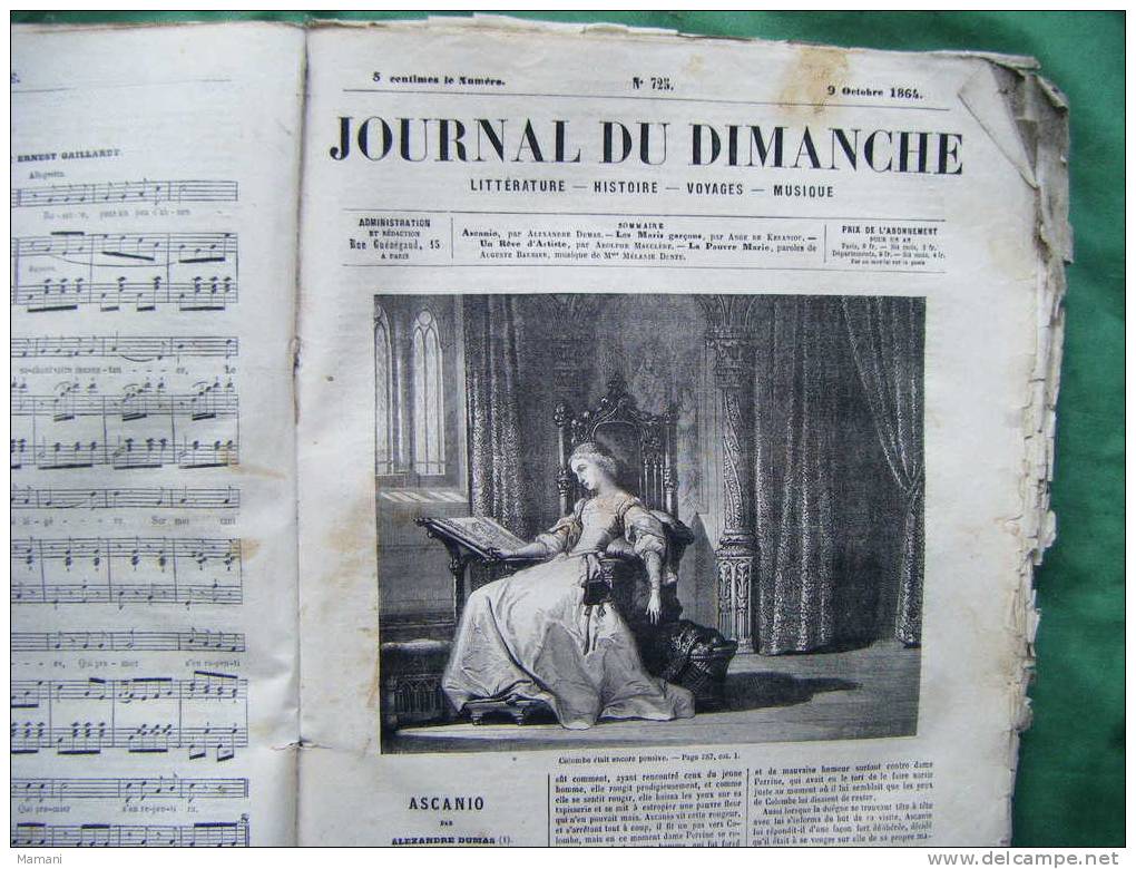 Journal Du Dimanche  Du 25septembre 1864 Au 5 Janvier 1865- Illustration Laplante-donjean-rene-jd - 1850 - 1899