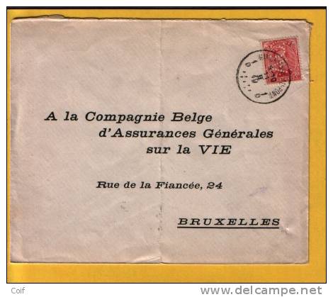 138 Op Brief Met Stempel MARCHIENNE-AU-PONT Met Perfin "AG" Van ASSURANCES GENERALES Te BRUSSEL - 1909-34