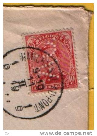 138 Op Brief Met Stempel MARCHIENNE-AU-PONT Met Perfin "AG" Van ASSURANCES GENERALES Te BRUSSEL - 1909-34