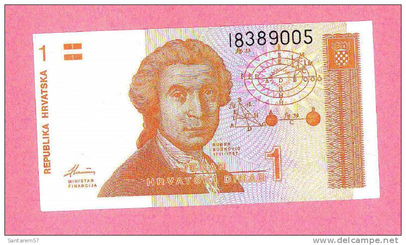 Billet De Banque Nota Banknote Bill 1 Dinar CROATIE CROATIA HRVATSKA 1991 - Croatia