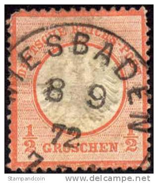 Germany #3 Used 1/2gr Small Shield From 1872 - Oblitérés