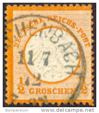 Germany #3a Orange Yellow Used 1/2gr Small Shield From 1872 - Oblitérés