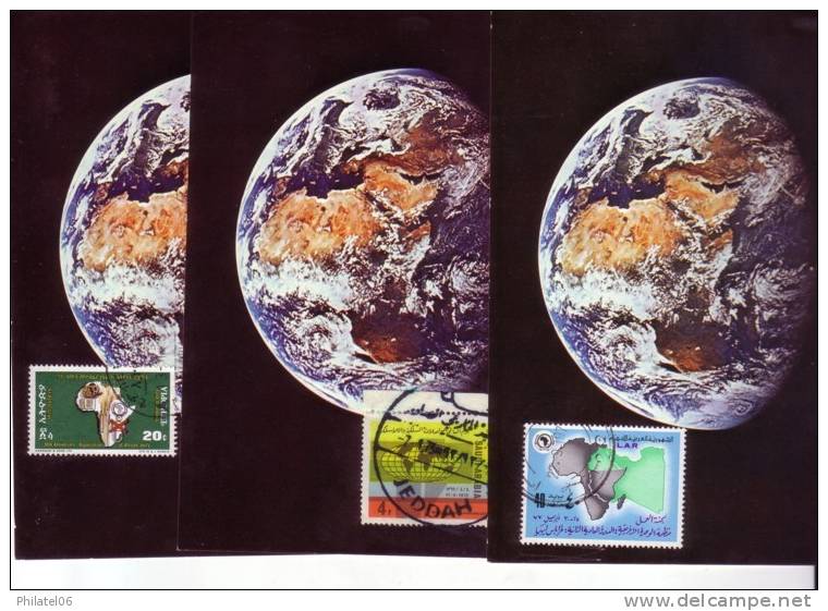 14 CARTES MAXIMUM TERRE VUE DE L'ESPACE  APOLLO 11  ETHIOPIE,ARABIE,LYBIE... - Afrique