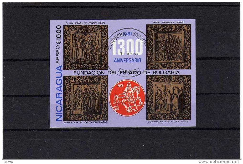 Historie/Kunst 1300 Jahre Bulgaria 1981 Nicaragua Block 139 O 2€ Topic Hoja Bloque M/s Bloc Ss History Sheet Bf Art - Prehistoria