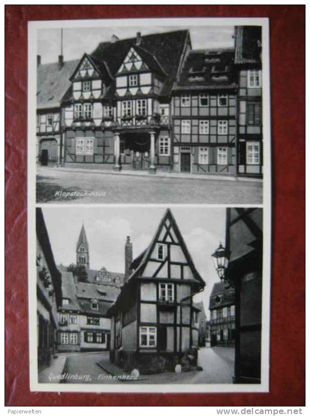 Quedlinburg - Zweibildkarte: Klopstockhaus - Finkenherd - Quedlinburg