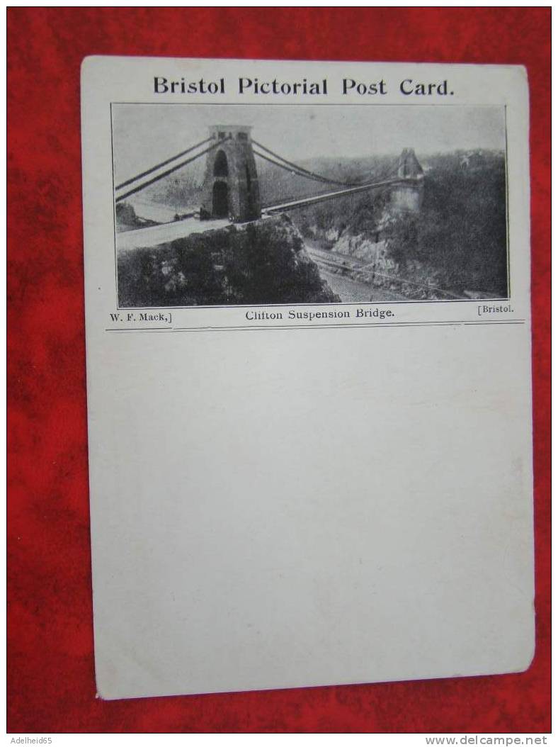 1890's Bristol Pictorial Post Card W.F. Mack Clifton Suspension Bridge - Bristol