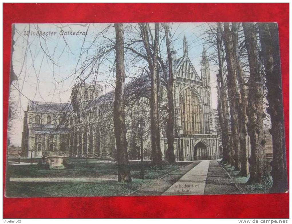 C 1910 Hand-coloured Winchester Cathedral The Valentine Cathedrals Of England Series - Winchester