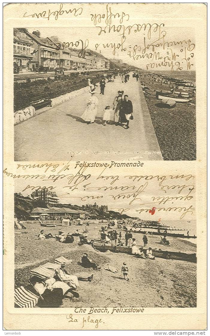 Britain United Kingdom - Felixstowe Beach And Promenade Old Postcard [P141] - Autres & Non Classés