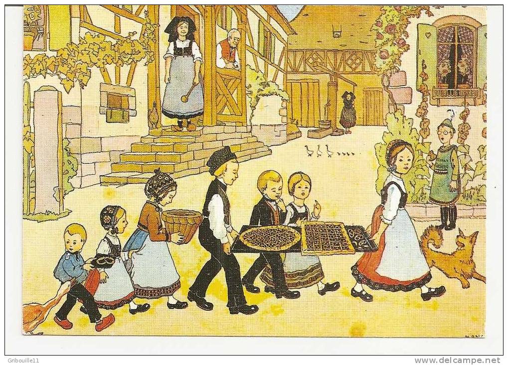 J.J. WALTZ (HANSI)  -  ILLUSTRATEUR ALSACIEN (*1873 - + 1951)  -  " LES GATEAUX " -  Edit  LA CIGOGNE N°? - Hansi