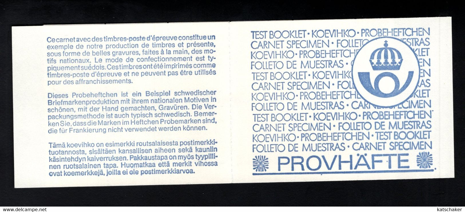 71794745 SWEDEN TESTBOOKLET CARNET SPECIMEN - 1981-..