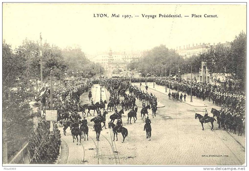 RARE CARTE POSTALE   VOYAGE PRESIDENTIEL MONSIEUR LE PRESIDENT ARMAND FALLIERES A LYON  EN  MAI  1907 - Eventi