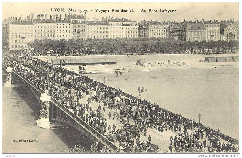 RARE CARTE POSTALE   VOYAGE PRESIDENTIEL MONSIEUR LE PRESIDENT ARMAND FALLIERES A LYON  EN  MAI  1907