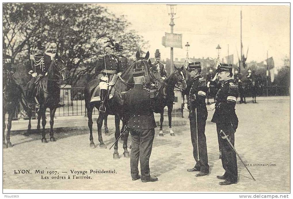 RARE CARTE POSTALE   VOYAGE PRESIDENTIEL MONSIEUR LE PRESIDENT ARMAND FALLIERES A LYON  EN  MAI  1907