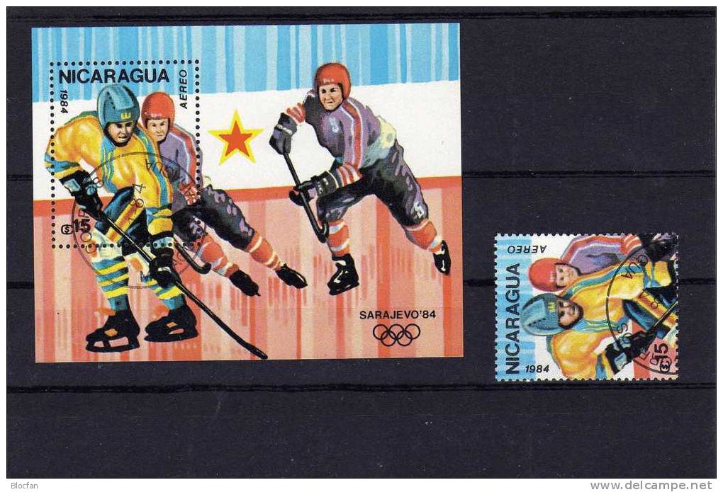 Eishockey Winter Olympic Sarajevo Nicaragua 2479+ Block 155 O 4€ - Winter 1984: Sarajevo