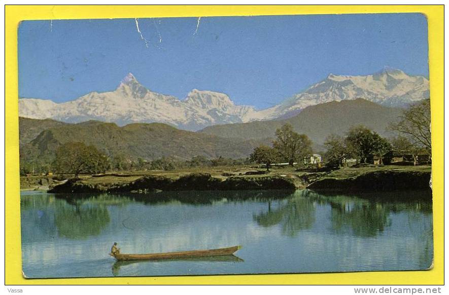 NEPAL. Phewa Lake , Pokhara ,with Machapuchare And Annapurna - Népal