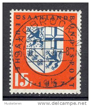 Saarland Bundespost 1957 Mi. 379  15 Fr Eingliederung Des Saarlandes In Die Bundesrepublik Deutschland Deluxe Cancel !! - Gebraucht