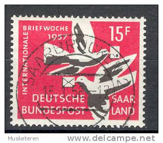 Saarland Bundespost 1957 Mi. 408  15 Fr Internationale Briefwoche Deluxe Cancel !! - Usados